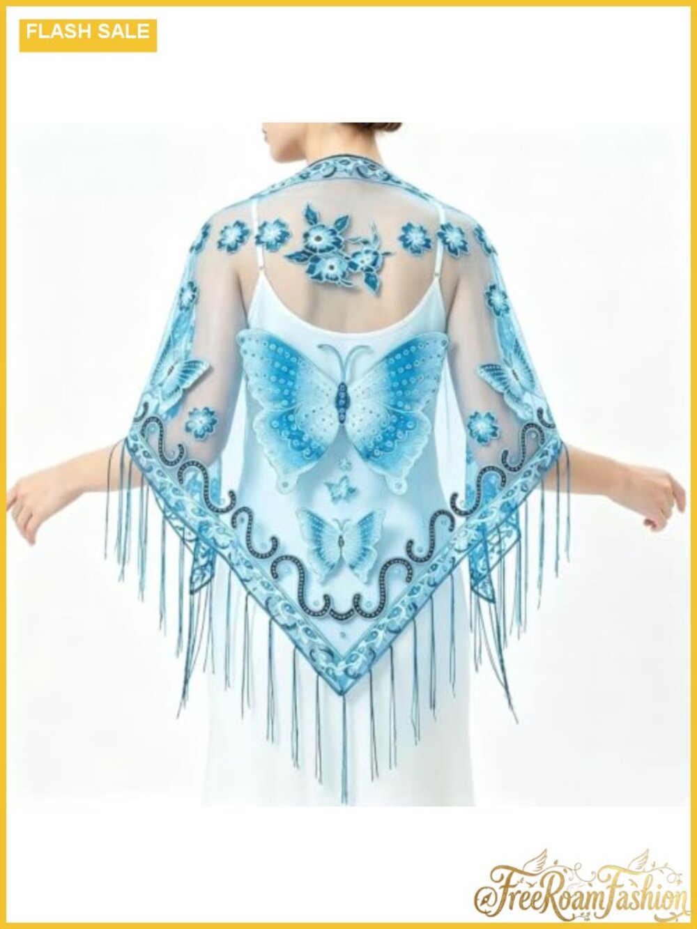 Butterfly Triangle Scarf Tassel Lace Lightweight All Season Shawl Cape